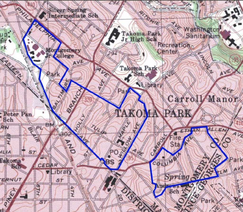 Takoma Park Maryland National Register district map
